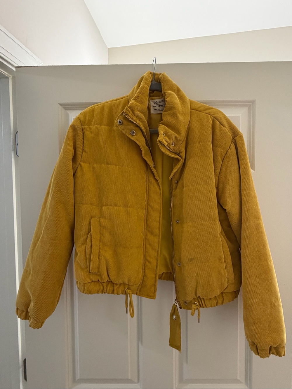 Ashley By 26 International Mustard Yellow Corduroy Puffer Jacket